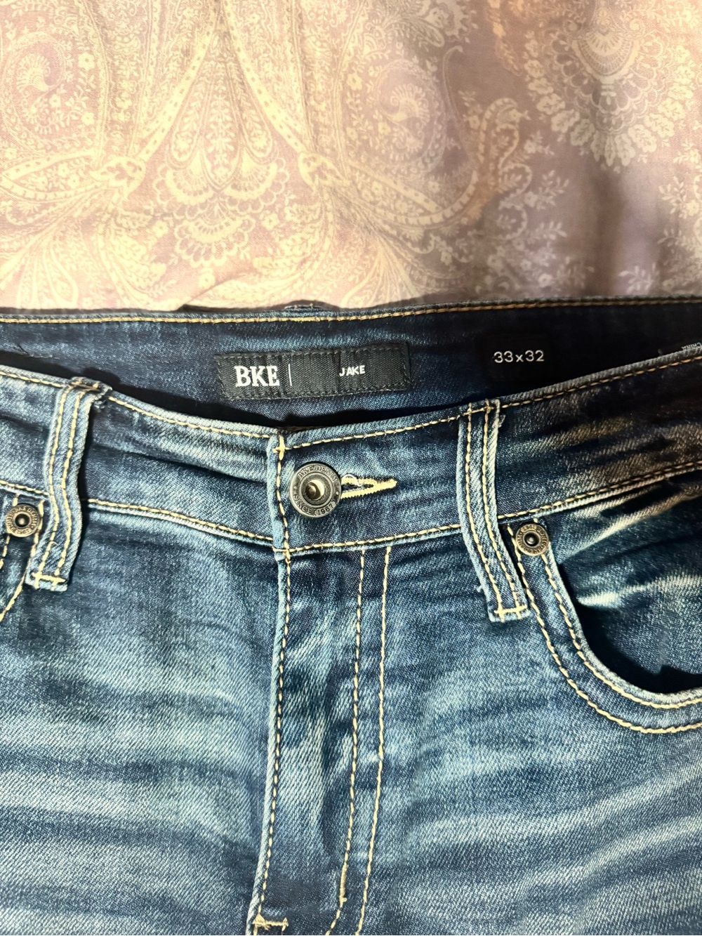 BKE Jake Men's Distressed Medium Blue Bootcut Jeans